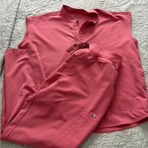 Figs Pink Scrub Top and Pants Set